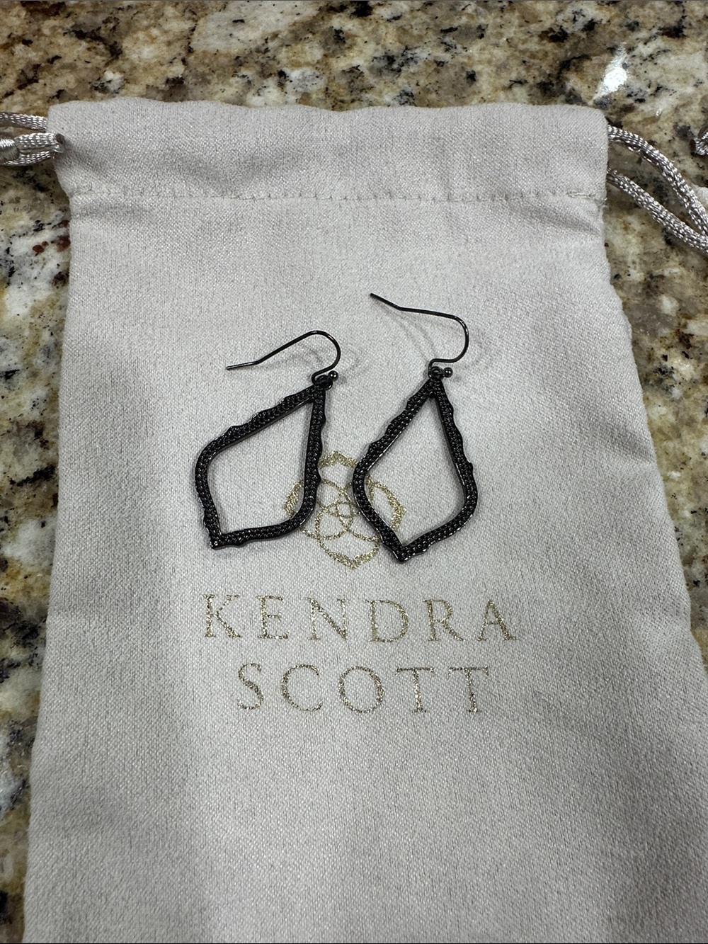 Kendra Scott Black Pavé Open Teardrop Dangle Earrings